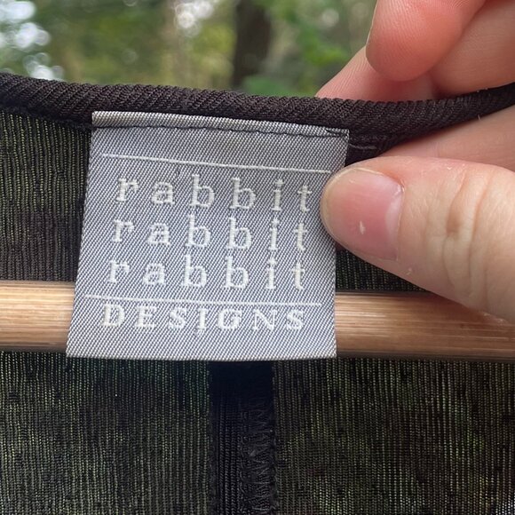 90s Rabbit Rabbit Rabbit Designs Black Sparkle Longsleeve Slinky Mini Dress - Picture 6 of 6